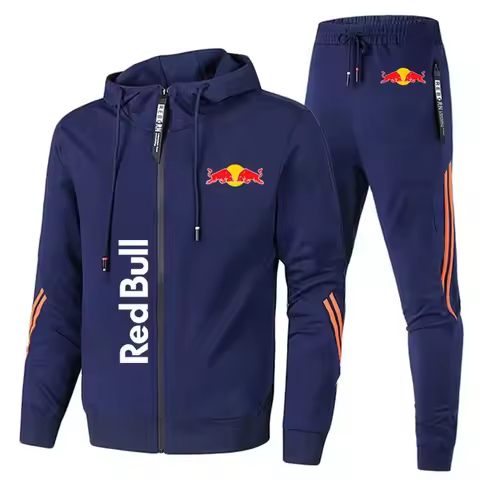 2025 New Red Bull Sportswear Jacket Men's Hooded Suit Red Bull Logo Print Leisure Outdoor Fitness Ja