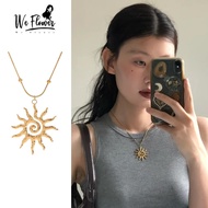 We Flower Cool Sweet 14K Gold Large Sun Pendant Necklaces for Women Men Hypoallergenic Neck Chain Je