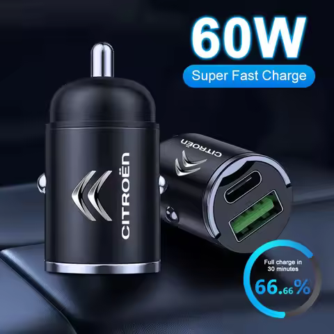 1Pcs Car Charger USB Type-C Fast Charging Adapter Car Accessories For Citroen C1 C2 C3 C5 X7 Berling