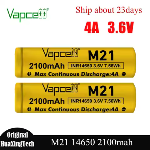 Original Vapcell 14650 M21 Battery 2100mah 4A 3.7V High Capacity Rechargeable Lithium Batteries 1465