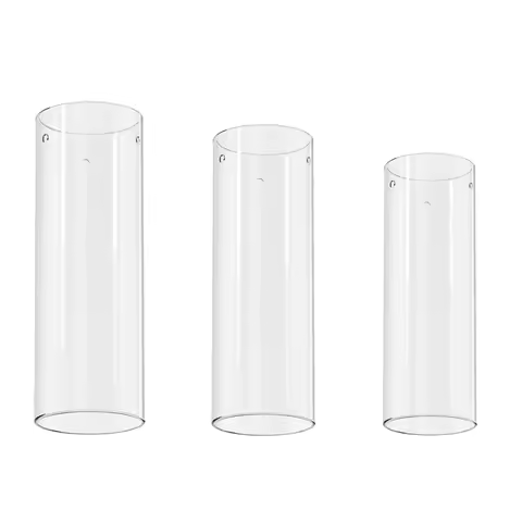 Replacement of cylindrical glass lampshade for pendant lamp components using transparent long tube g