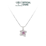 [Peinn] Super cute women's silver star necklace with pink stone D0274