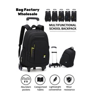 Trolley School Bag 2 or 6 Wheel Beg pull rod Travel backpack Male and female high school students  s
