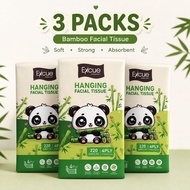 Excue Hanging Facial Tissue 100% Bamboo Pulp (4 Ply , 220 Sheets) - 3 packs