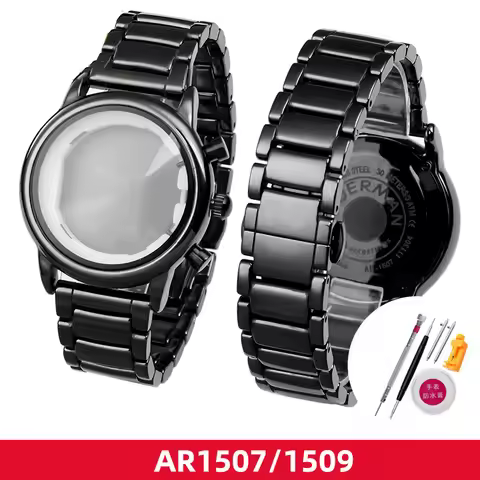 Ceramic watchband for Armani AR1507 AR1509 / AR70002 black ceramic suit watch strap case accessories