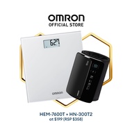 OMRON Upper Arm Blood Pressure Monitor HEM-7600T (3+3 years warranty) + [Not For Sale] OMRON Digital Weight Scale HN-300T2 (FOC)