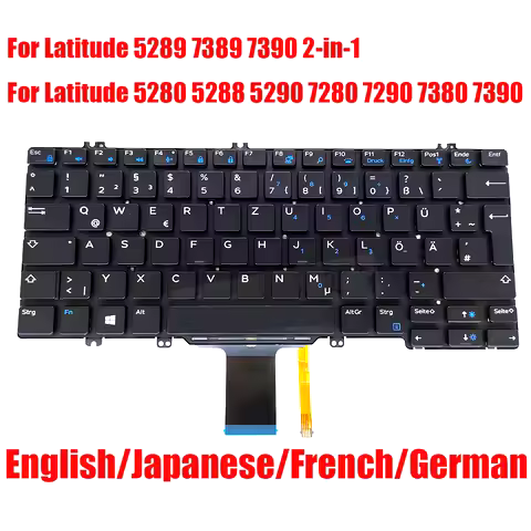 Backlit US FR GR Laptop Keyboard For DELL For Latitude 5289 7389 7390 2-in-1 5280 5288 5290 7280 729