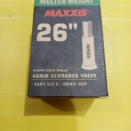 BICYCLE INNER TYRE SIZE 26 X 1.90 ORIGINAL MAXXIS SCHRADER BRAND 2.125