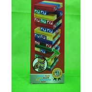 Mainan Pile Of Blocks Jenga Uno StackO Balok Plastik Dengan Martil Plastik