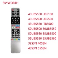Coocaa Skyworth Smart รีโมทคอนล Coocaa Skyworth Android 539c-268920-w010สำหรับสมาร์ททีวี TB5000 UB5100 UB5500รีโมทคอนล UB5 Series (43UB5500 43UB5550 43UB5560 50UB5500 50UB5550 50UB5560 55UB5500 55UB5550 55UB5560) Coocaa S3N Series