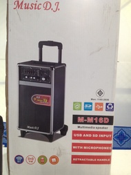 ตู้ลำโพง และเครื่องขยายเสียงเคลื่อนที่ มีล้อ แบบพกพา Music D.J. M-M16D Multimedia Speaker Retractabl