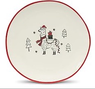 Abbott Collection 27-NAVIDAD-311-CKPL Llama w/Santa Hat Sm Plate-8"D, Ivory and Red