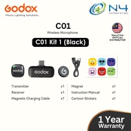 Godox C01 Kit2 Wireless Microphone for IP 15/16/17 & Android USB-C Mini Mic Noise Reduction 48kHz Au