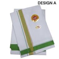 8x4 VIP Special Cotton Veshti/Dhoti with Thundu Set Color Border for Men