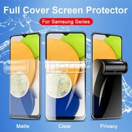 ฟิล์มไฮโดรเจลแบบนิ่มกระจกฝ้าส่วนตัวปกป้องหน้าจอสำหรับด้าน Samsung Galaxy S23 S24 S22มาก S20 S21 FE S10 S9 S8 Plus Note 20 10 9 8ป้องกันการอ่านลายนิ้วมือกันแอบมอง