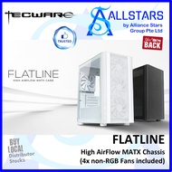 (ALLSTARS : We are Back / DIY Chassis PROMO) Tecware FLATLINE High Airflow MATX Chassis. Case, Computer Casing (choice of Black or White) / included 3x120mm Fans in front, 1x120mm fan at the rear)