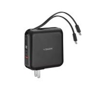 Veger P15 Power Bank 15000 Mah With Built In Cable And Adapter 20w พาวเวอร์แบงค์ Black