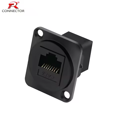 1PC RJ45 Connector, CAT.6, D type, 8P8C, Metal Shell+Copper Pins, Panel Mount Chassis RJ45 Female So