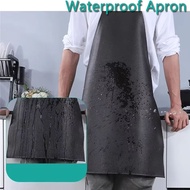 Black  PU leather Waterproof Apron Kitchen Cooking Waterproof Oil-proof Apron Chef Butcher Work Apro