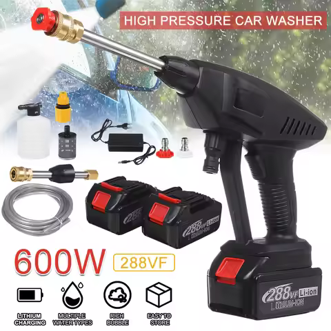 New 600W 288VF High Pressure Washer Gun Wireless Car Washer Water Sprayer Portable Outdoor Electric 