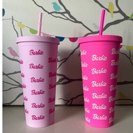 REKA Barbie Tumbler Water Bottle Doll Botol Air Typo Heat Resistance Pink