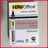 ♝ ⭐ ☫ Double H 12pcs/1box HBW White Board Marker Black Ink Refillable Whiteboard Marker Markers