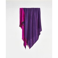 桃紅紫素面雙色喀什米爾手工披肩100% Pashmina羊絨
