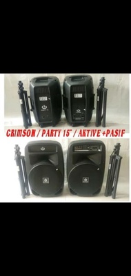 Paket Sound System Crimson Party 15 inch aktif pasif Bluetooth Speaker Crimson Original