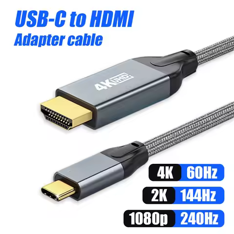 4K USB C to HDMI 2.0 Cable Adapter 4K/60Hz 2K/144Hz 1080P/240Hz HDR10 Type C to HDMI Cable For MacBo