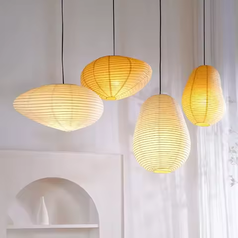 Japanese Rice Paper Pendant Lamp LED Noguchi Yong Wabi Sabi Pendant Lamp For Living Room Dining Room