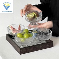 Box of 6 180ml round ice cream cups with sun flower pattern / 6 glass cups with base to decorate win