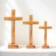 CATHOLIC SITTING CROSS (BRASS) CATHOLIC TABLE CROSS/ JESUS STATUE CROSS/ CHRISTIAN CROSS/