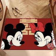 Joyful wedding mat red entrance foyer entrance floor mat carpet crystal velvet water absorbing and d
