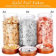3g Gilding Flakes, Gold Foil Flakes for Resin, Gold Leaf Gilding Flakes Metallic Foil Flakes for Pai