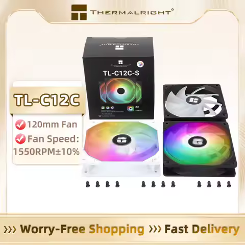 Thermalright TL-C12C PC Cooling Fan 120mm 5V 3PIN ARGB Computer Case Fan 4pin PWM 1550RPM Adjustable