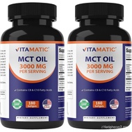 Vitamatic 2 Packs MCT Oil Capsules 3000 mg per Serving - 180 Softgels - from Coconut Oil - Contains 