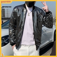 greensea|  Men Versatile Fashion Coat Men Sequin Coat Stylish Sequined Baseball Jacket for Men Trend