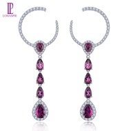 Lohaspie Jewelry Genuine 3.2 Carats Pure Silver 925 Original Stud Earring Natural Rhodolite Garnet T