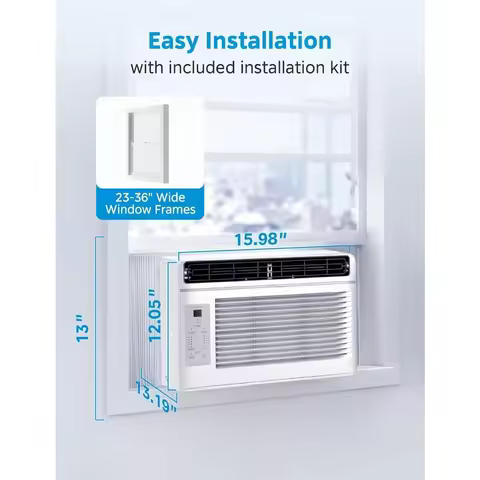 Window Air Conditioner 5000 BTU Cool 150 Sq Ft with Mechanical Controls Reusable Filter for Small Ro