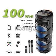 GEDI-G 12 Inch x2 Super Power 100 Watt Tower Audio Bluetooth Wireless Speaker Built-in Battery Party