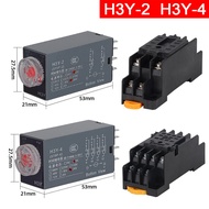 H3Y-2 H3Y-4 8P 14Pin Delay Timer Time Relay With Base Socket Adjusting Knob Control Timing Relay AC 