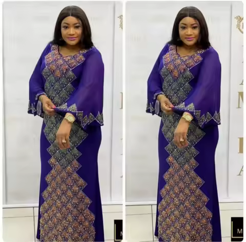 Autumn African Dresses for Women African Femme Dashiki Abaya Diamonds Maxi Dress Africa Clothes Anka