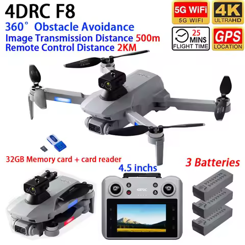 4DRC F8 Professional Drone 4.5" Screen GPS WIFI FPV 4K Dual Camera 360° Obstacle Avoidance Smart Fol