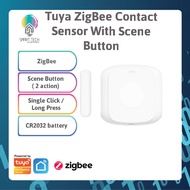 (Local Stock) Tuya Smart Zigbee Contact Sensor with Scene Button Smart Life door sensor drawer window contact magnet wit