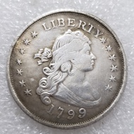 Antique Crafts 1799 Brass Material American Brass Silver Plated Distressed Silver Dollar Foreign Sil