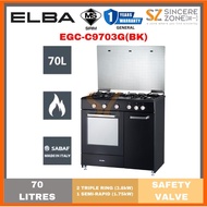 ELBA EGC-C9703G(BK) 70L I 90cm Gas Cooker with Gas Oven I 4 Function