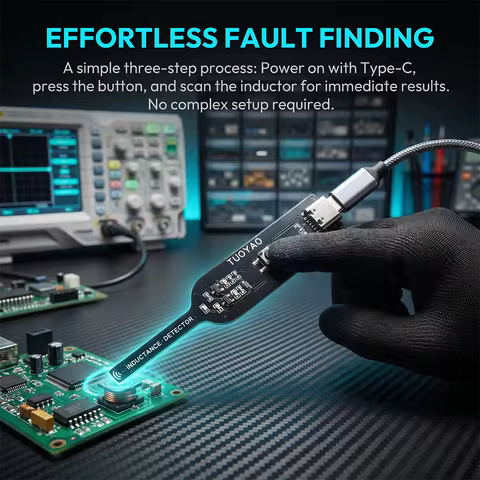 Inductance Fault Tester DC 5V Type-C Powered Electromagnetic Induction Detector Red Light Indicator 