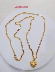 RANTAI leher + loket love EMAS BANGKOK Necklace 50cm/60cm/70cm+pendant love 1.2cm golden plated