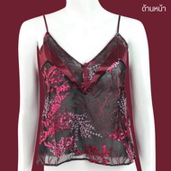 CL CHERILON เชอรีล่อน เสื้อสายเดี่ยว สายเดี่ยว ผ้าซาติน ลูกไม้ สีแดง สวย เสน่ห์ที่ไม่เหมือนใคร NIC-F