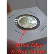 [ Error Coin GOLD Colour ] 2021 Malaysia Error Coin 10 Sen Struck on 20 Sen Planchet UNC/BU Collecti